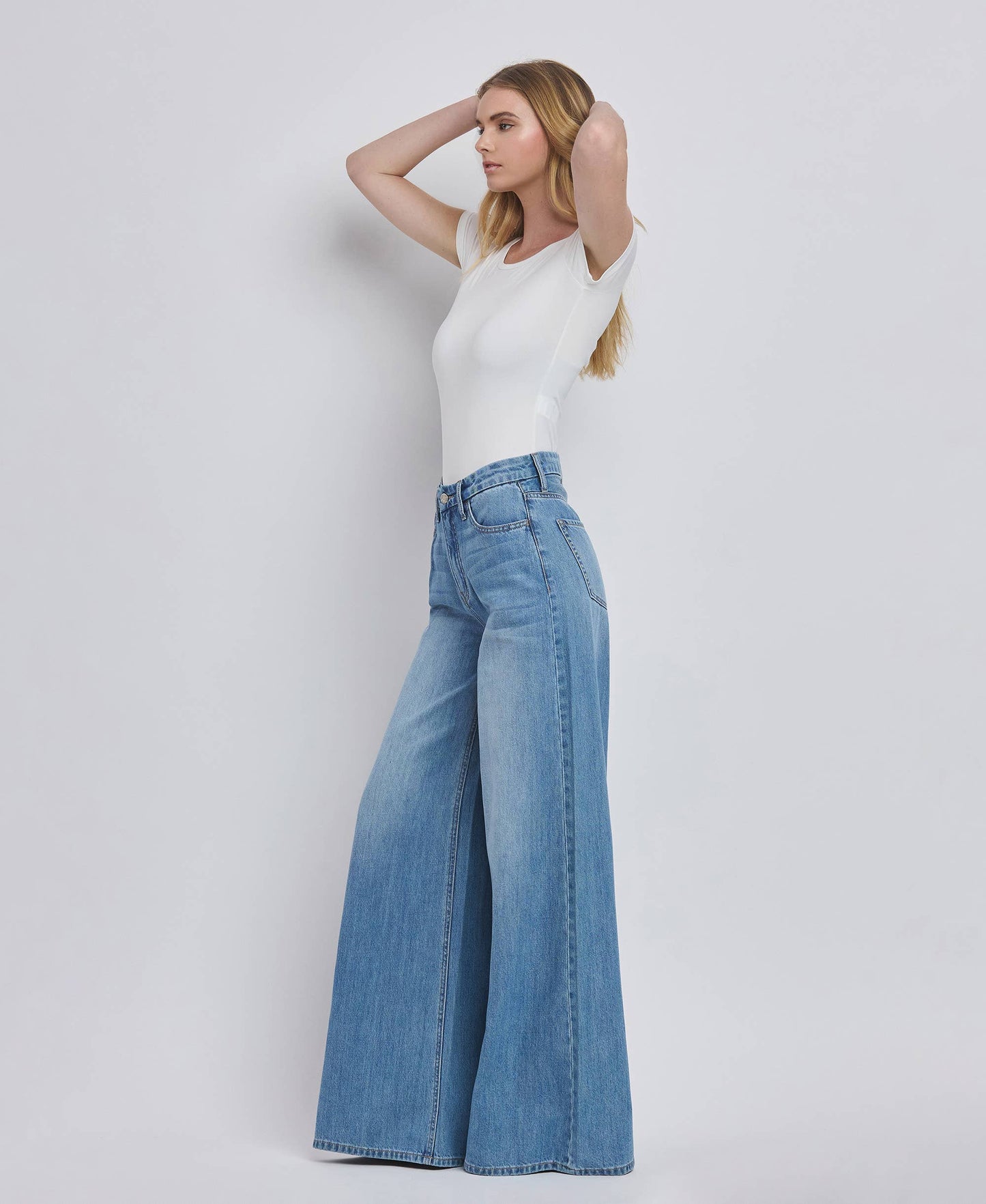 Super High Rise Wide Leg Jeans- Vervet by Flying Monkey