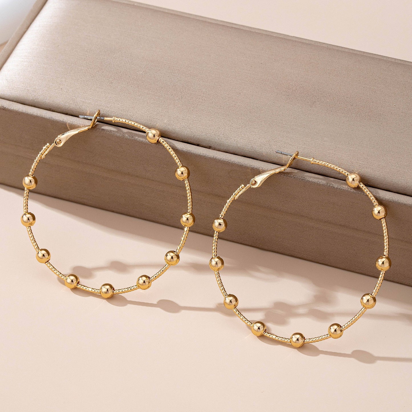 Beaded Gold Hoop Earrings