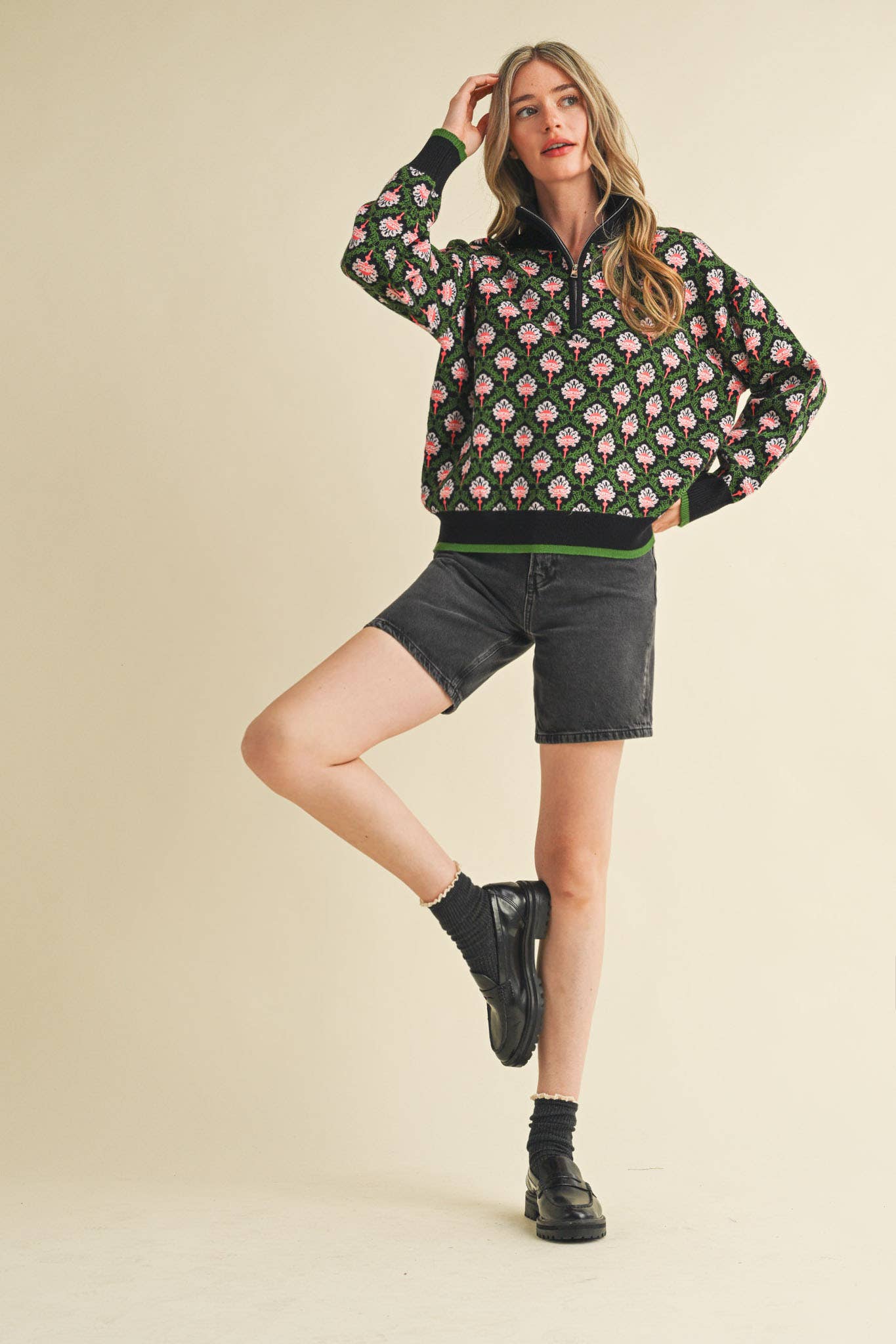 Candice Floral Mock Neck Sweater