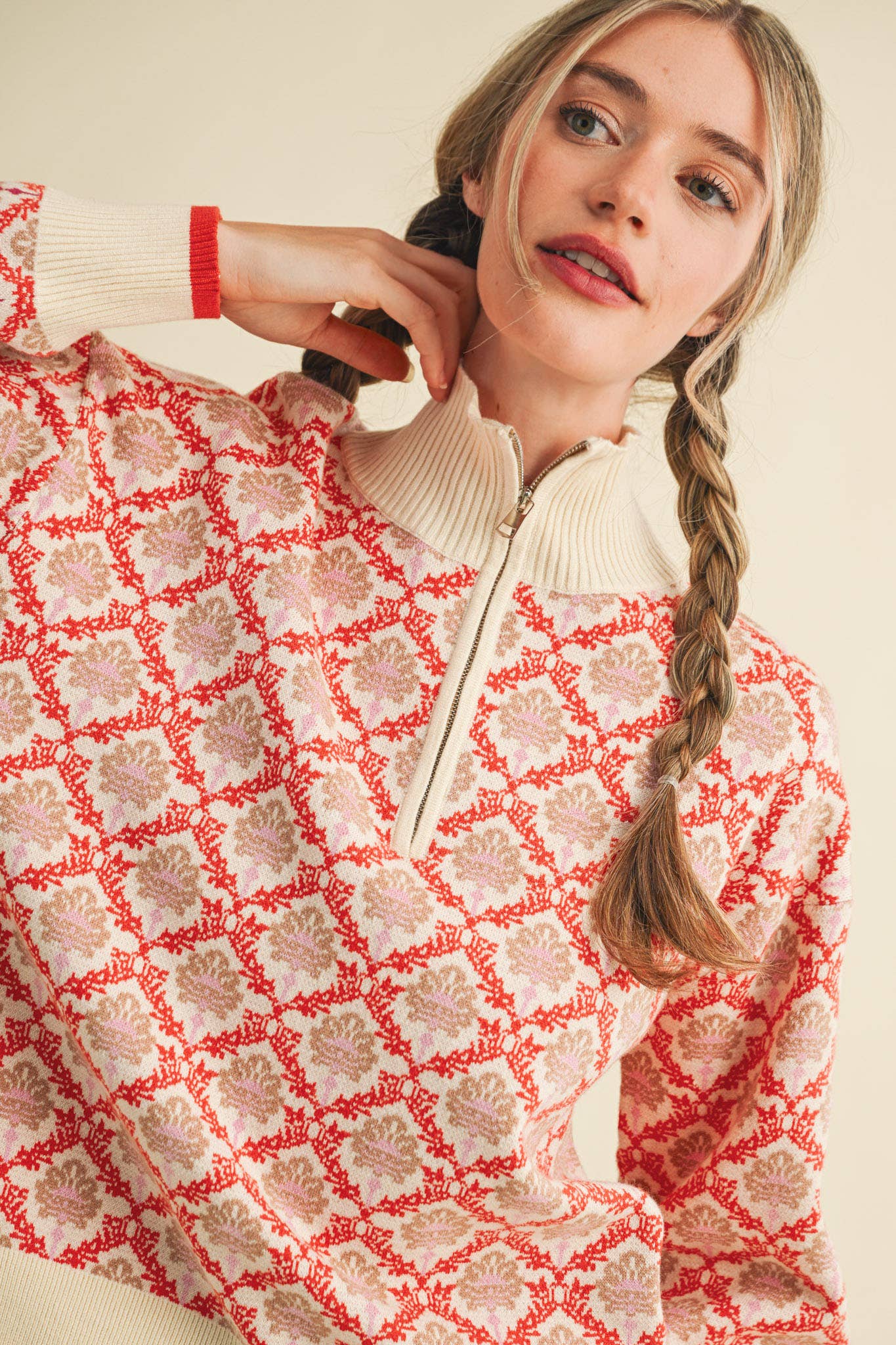 Candice Floral Mock Neck Sweater