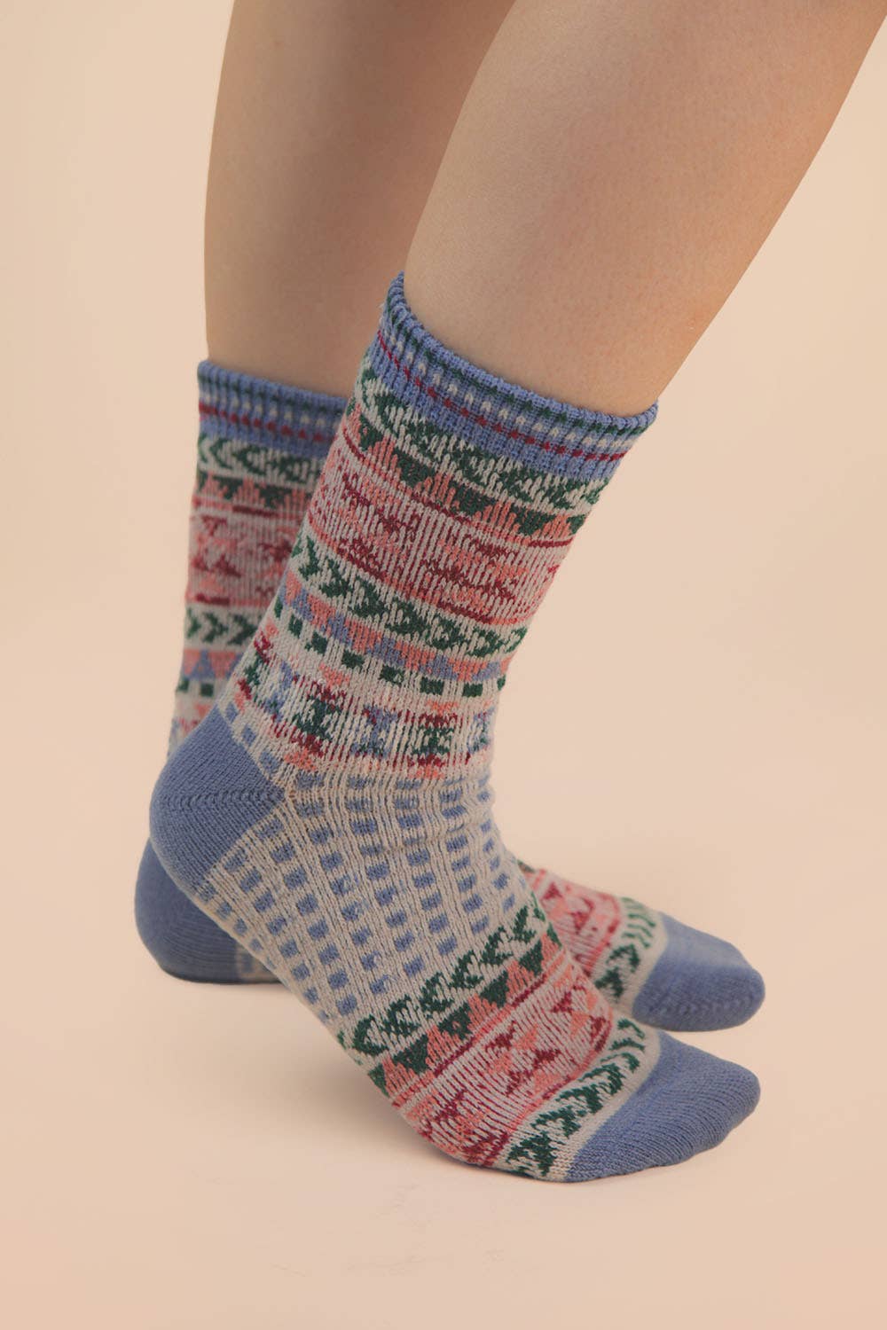 Geometric Graphic Crew Socks: Gray