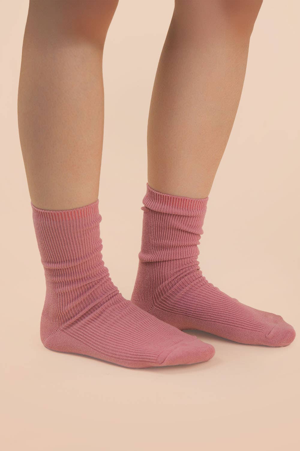 Ribbed mock socks: Cream