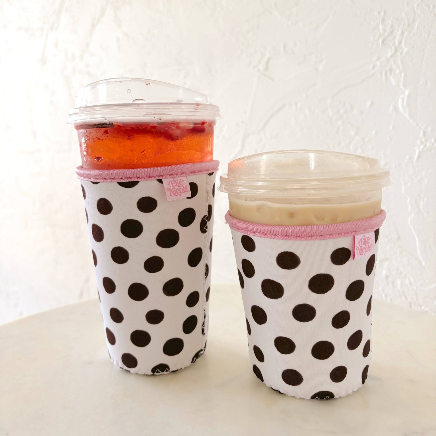 Brown Polka Dots - Iced Drink Sleeve : Small / 16oz