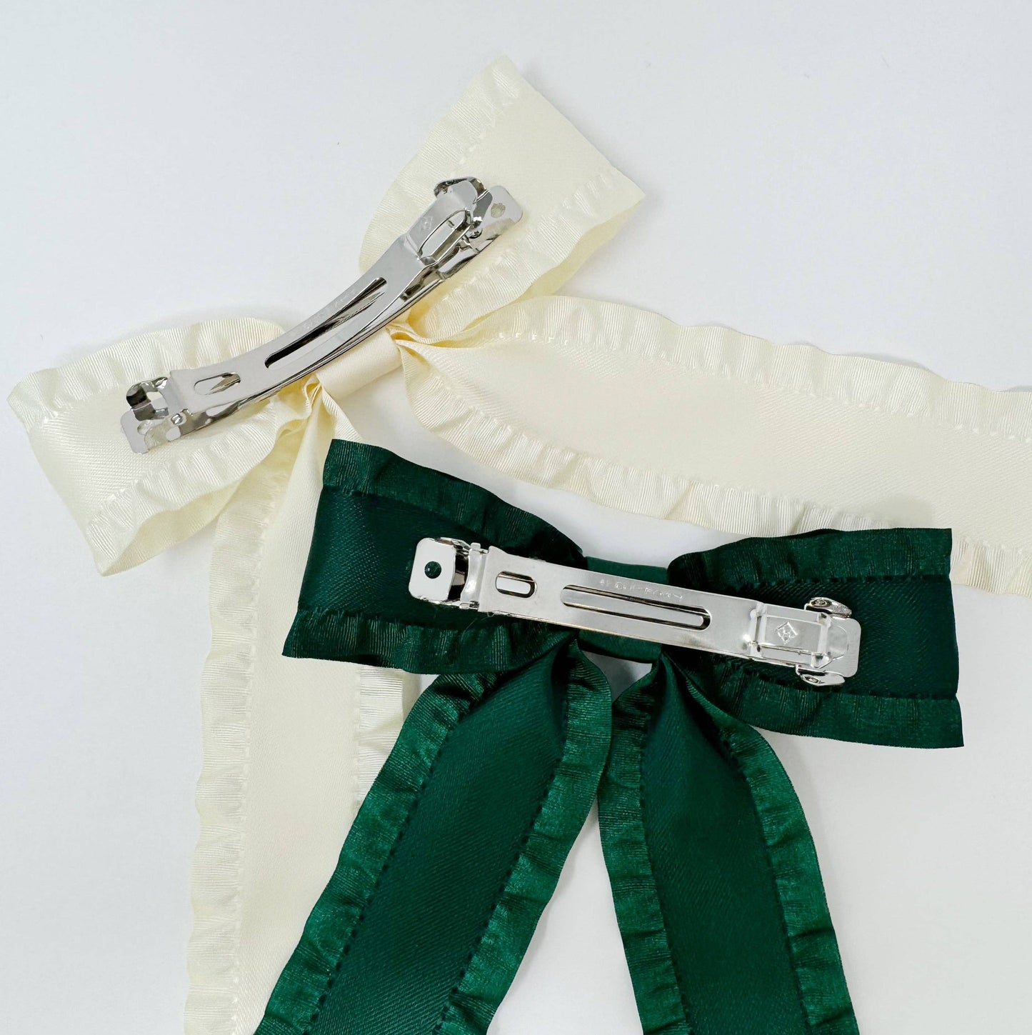 Love Game Frill Bow Hair Clip: Beige