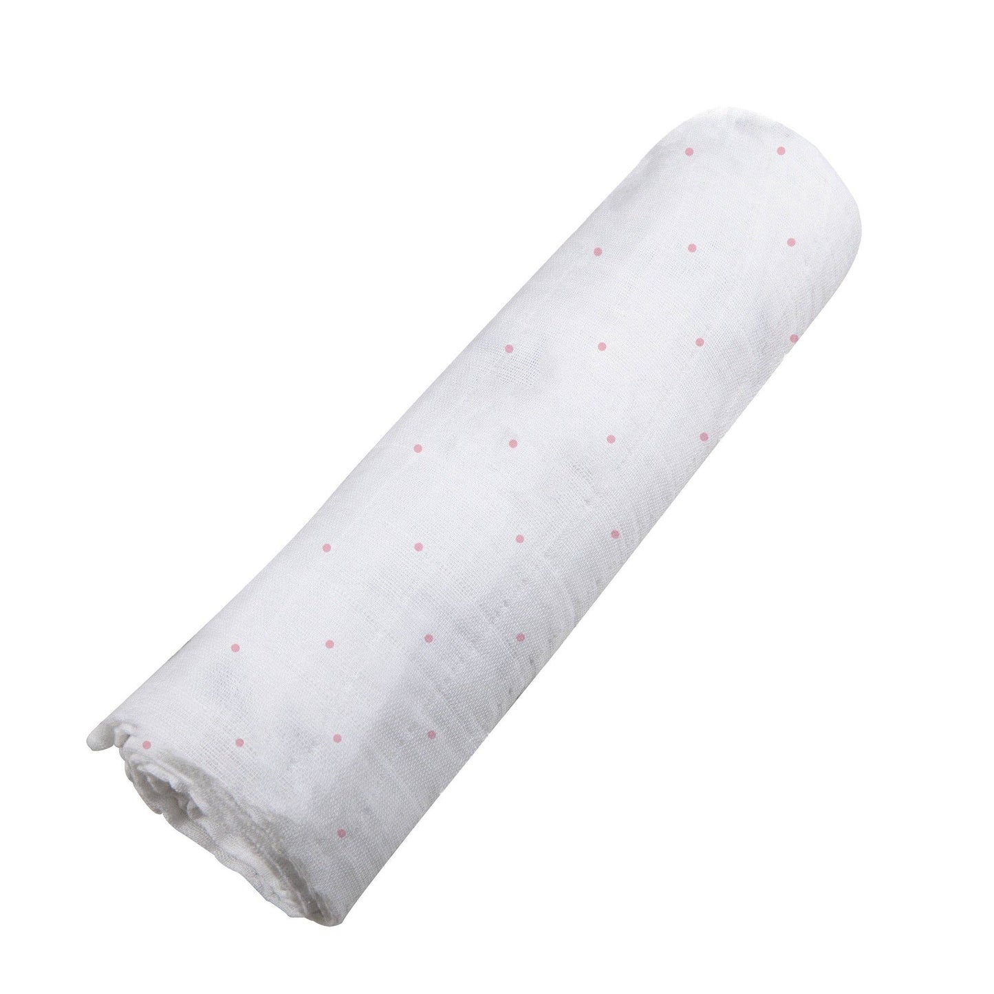 Pink Polka Dot Bamboo Muslin Swaddle