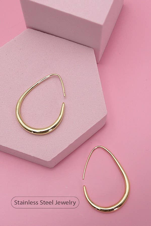 18K Stainless Steel Waterproof Tarnish Free Hoops : Silver