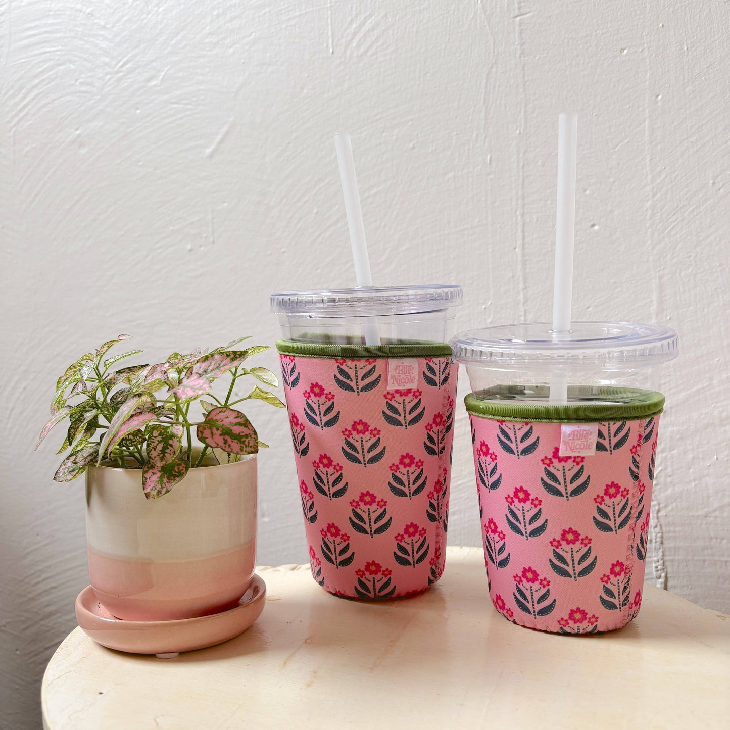Whimsy Floral Block Print - Iced Drink Sleeve: Large / 24oz