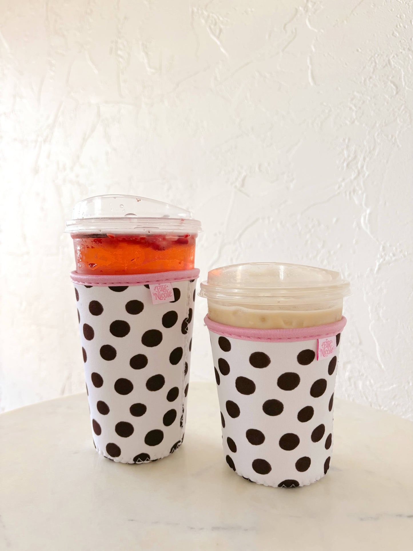Brown Polka Dots - Iced Drink Sleeve : Small / 16oz