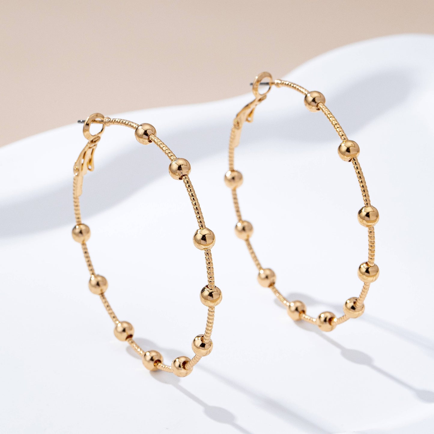 Beaded Gold Hoop Earrings