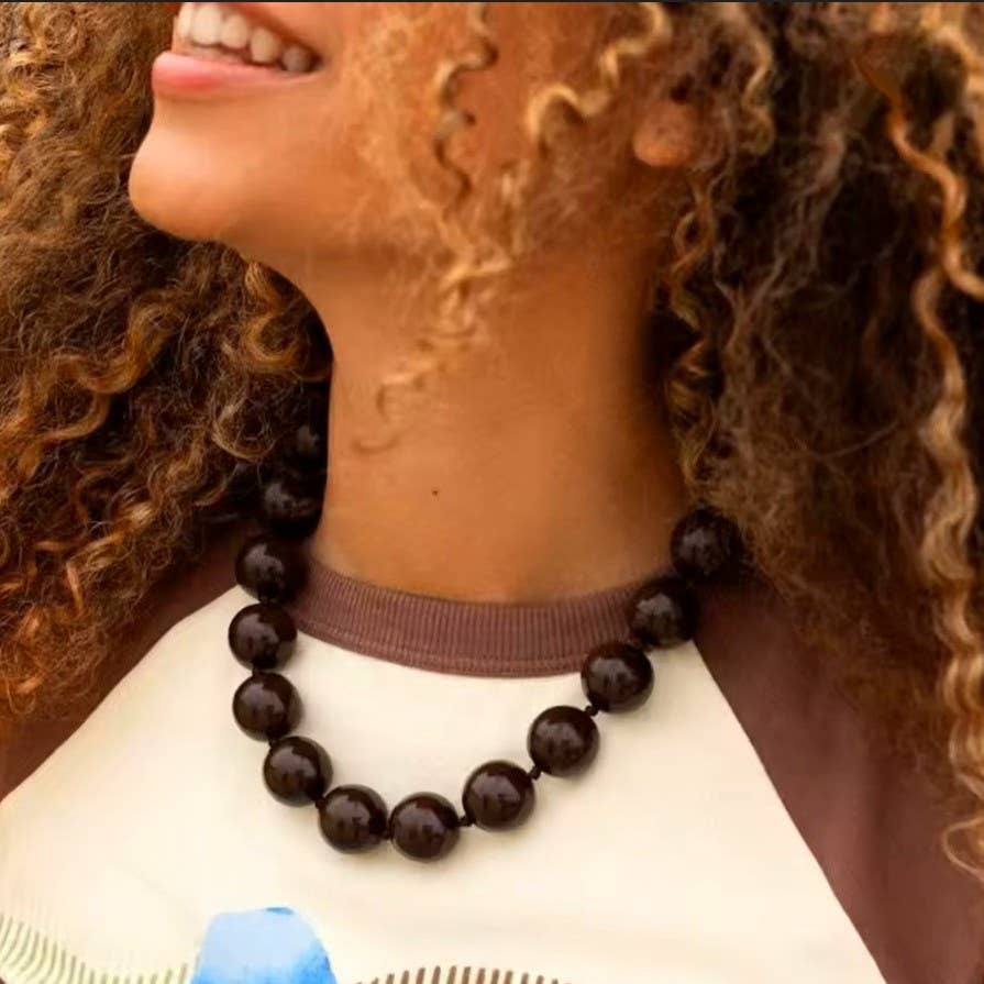 Brown Beaded Statement Necklace