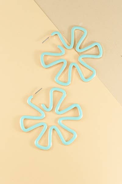 Large Flower Cutout Hoop Earrings : Worn Silver