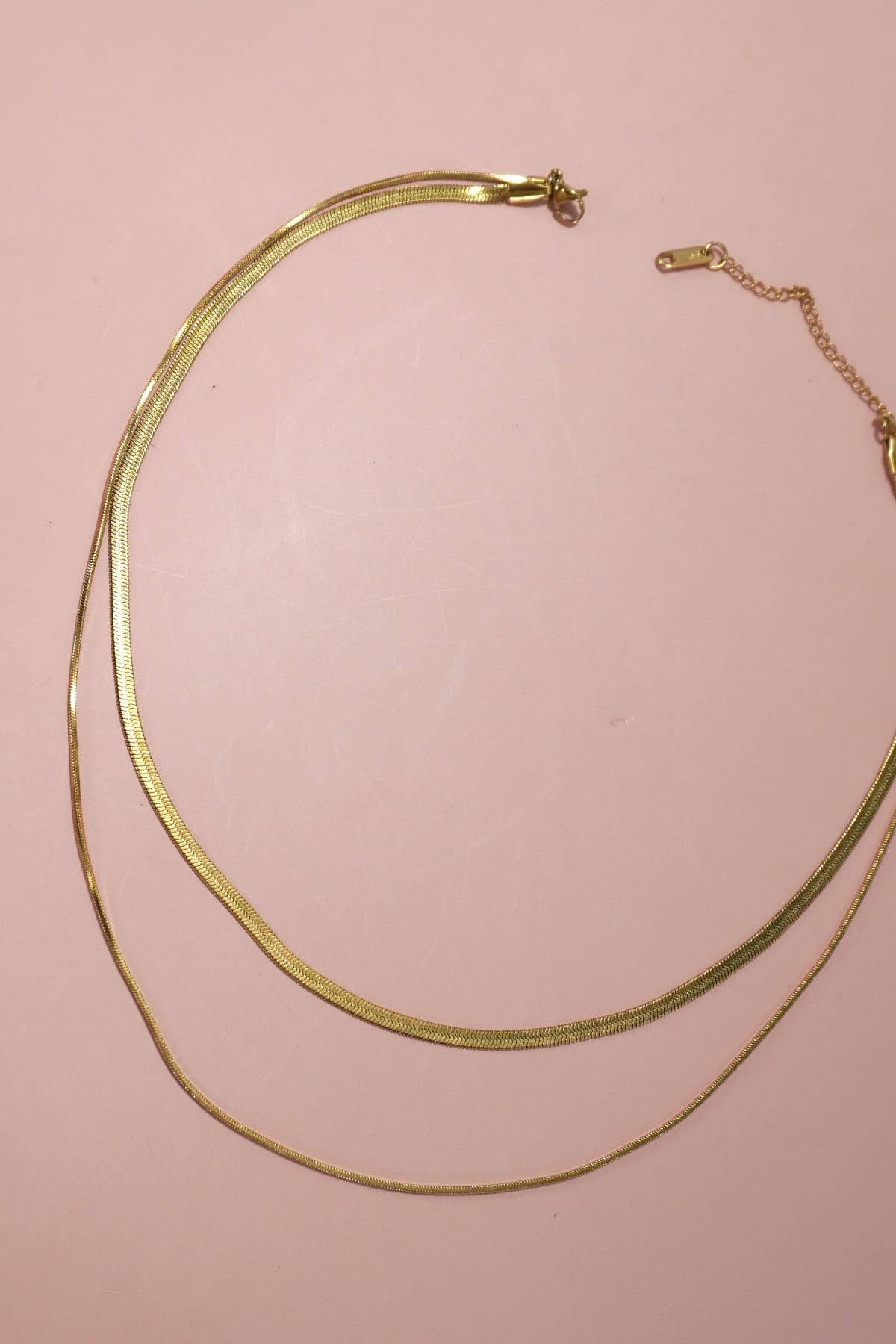 Layered Herringbone Necklace : Gold
