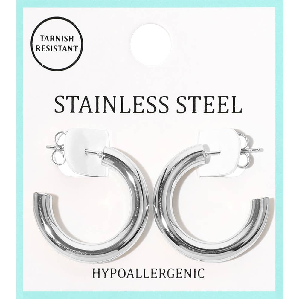 Stainless Steel Hoop Earrings: Yellow Gold