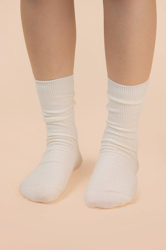 Ribbed mock socks: Cream